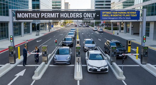 Monthly parker using streamlined parking facility entry system