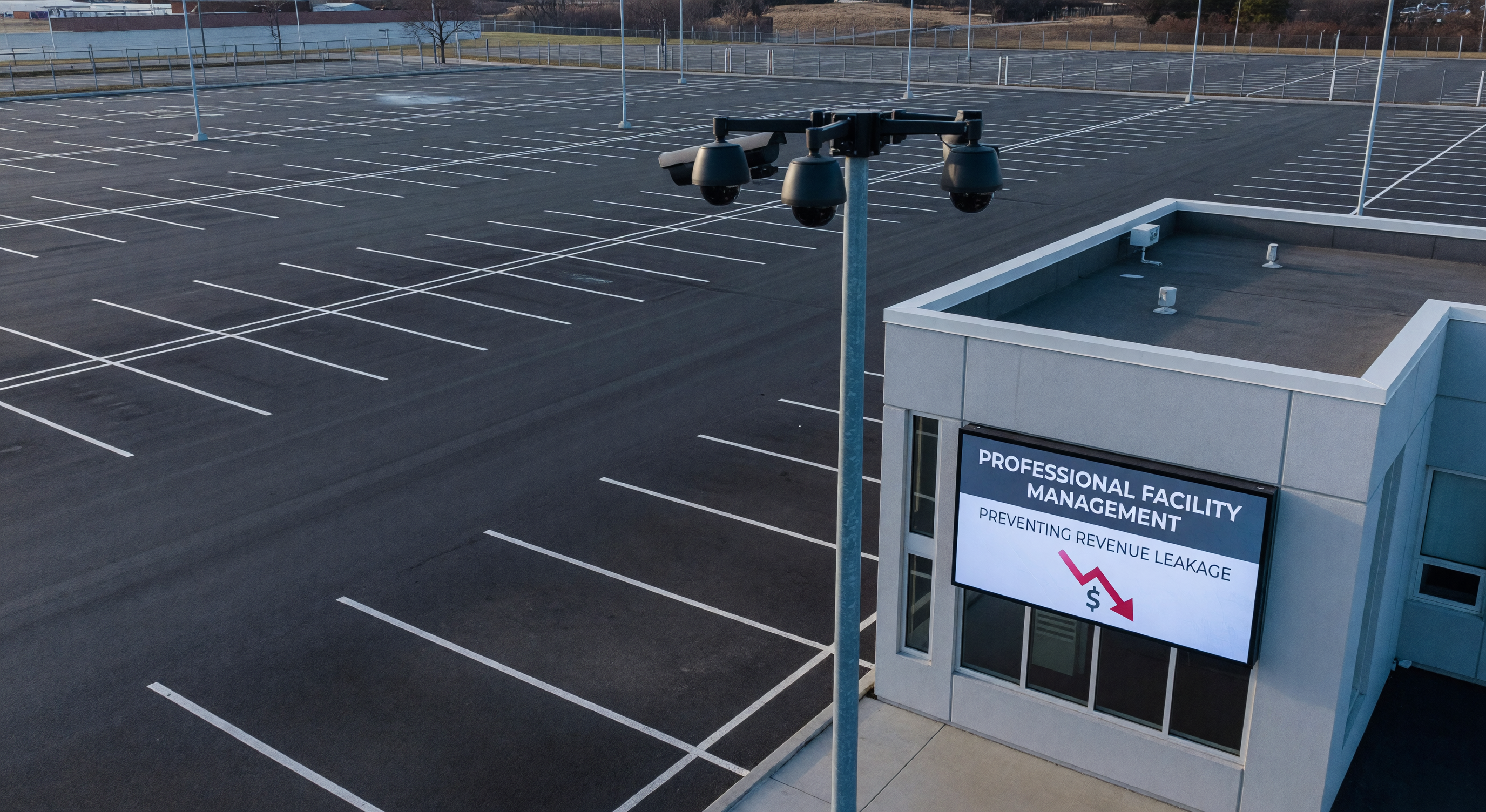 Security camera monitoring parking spaces in managed lot